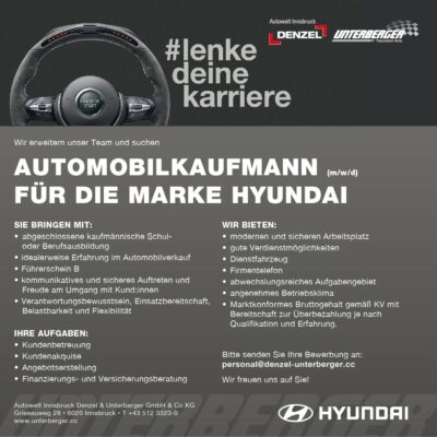 Automobilkaufmann für die Marke Hyundai (m/w/d)