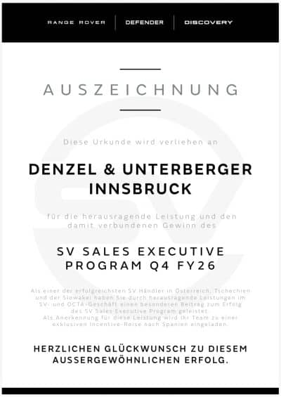 Auszeichnung als einer der erfolgreichsten SV Händler in Österreich